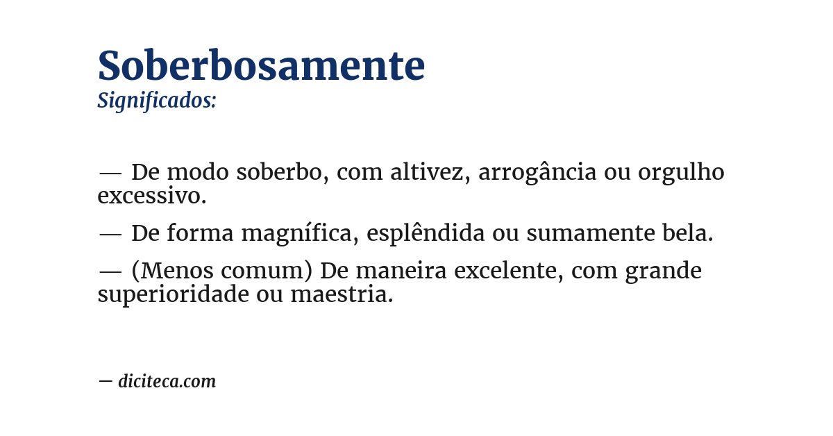 Significado de soberbosamente