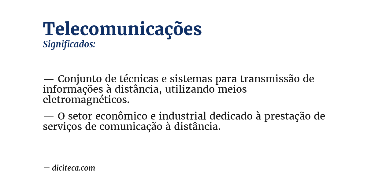 Significado de telecomunicações