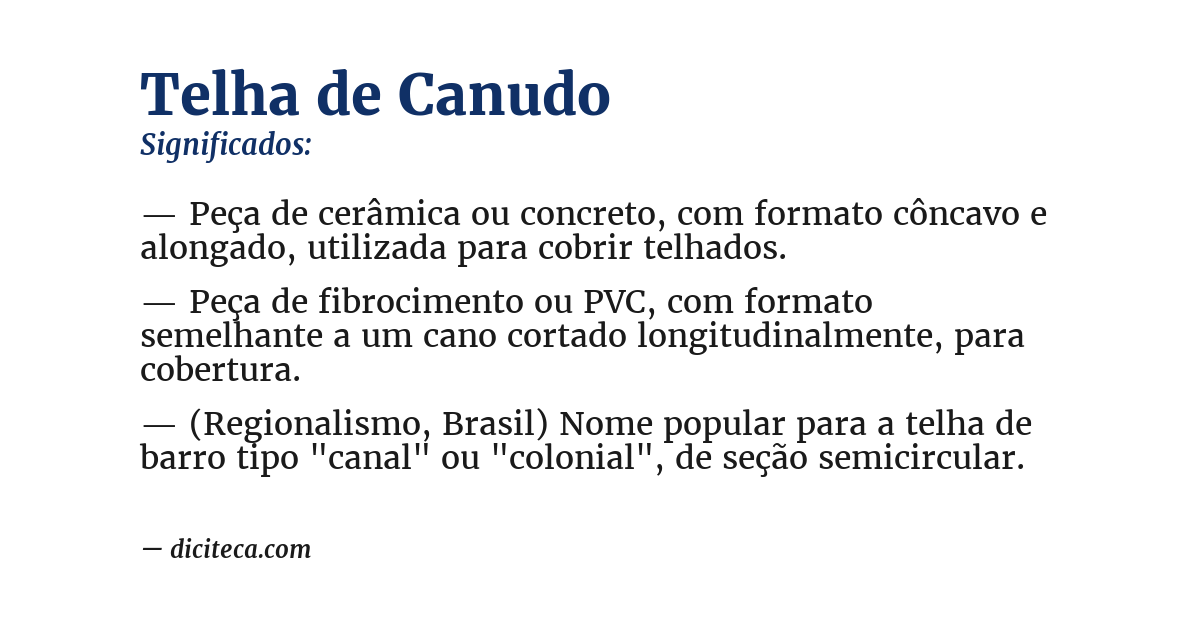 Significado de telha de canudo