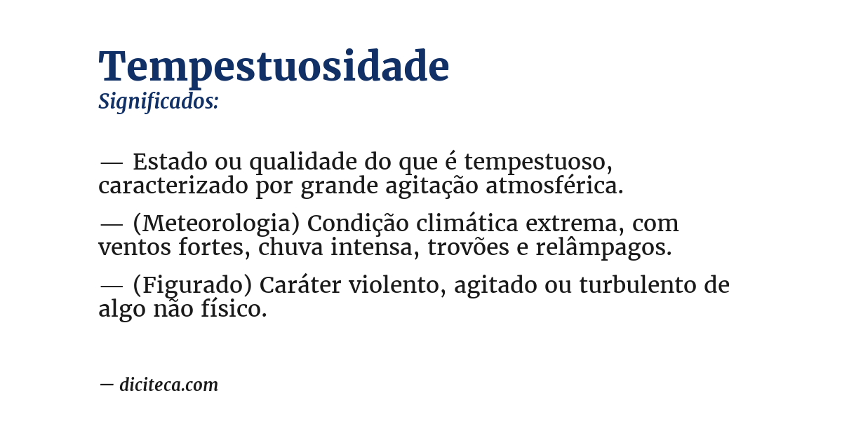 Significado de tempestuosidade