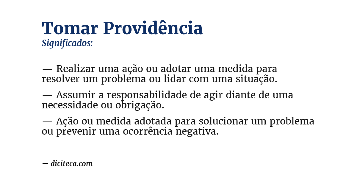 Significado de tomar providência