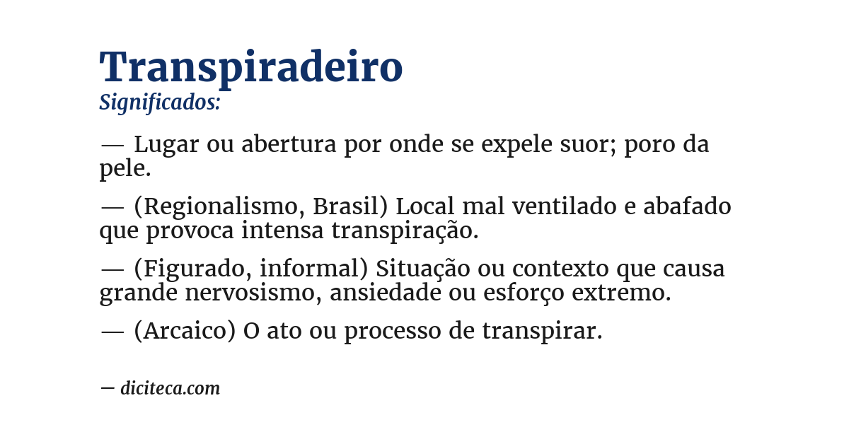 Significado de transpiradeiro