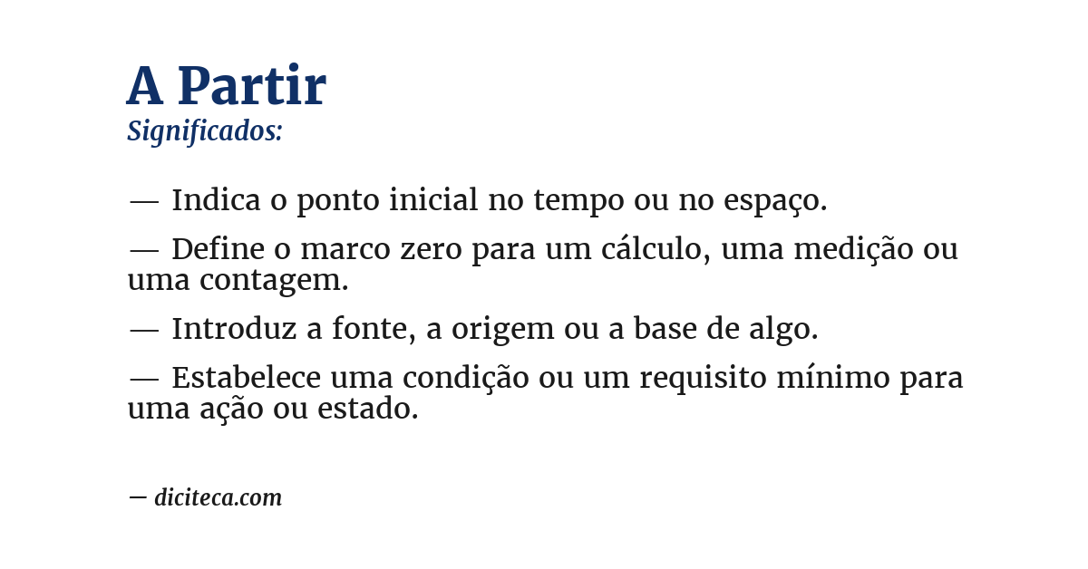 Significado de a partir