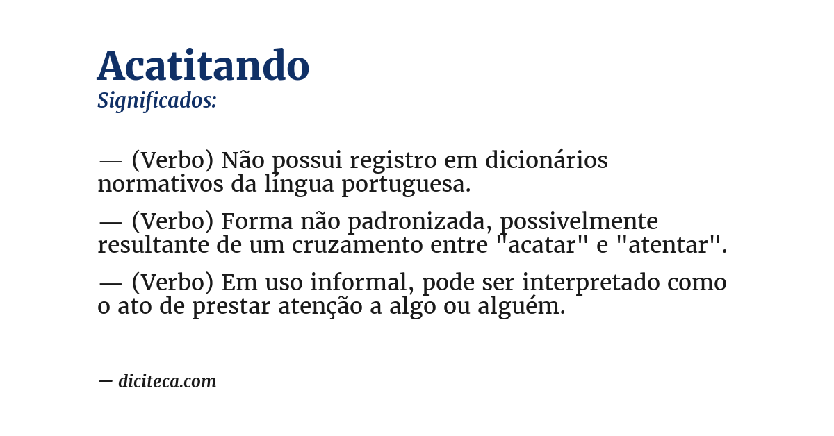 Significado de acatitando