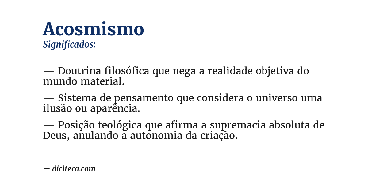 Significado de acosmismo