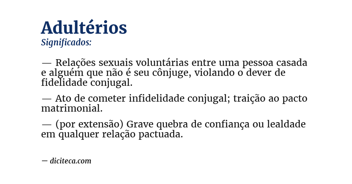 Significado de adultérios