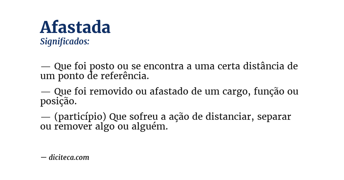 Significado de afastada