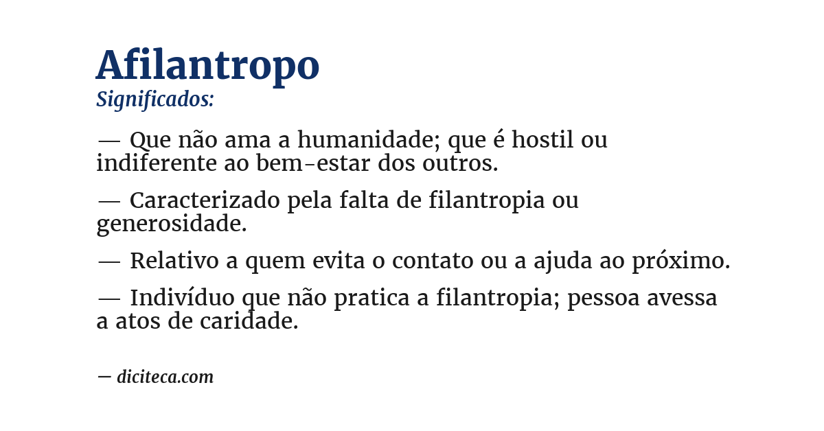 Significado de afilantropo