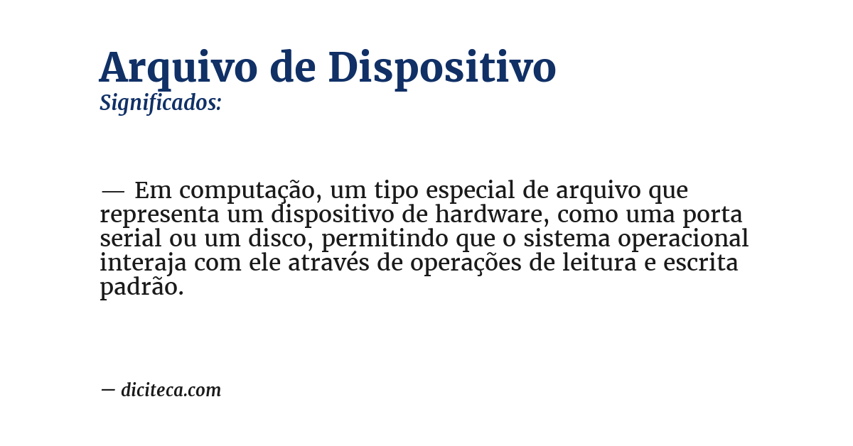 Significado de arquivo de dispositivo