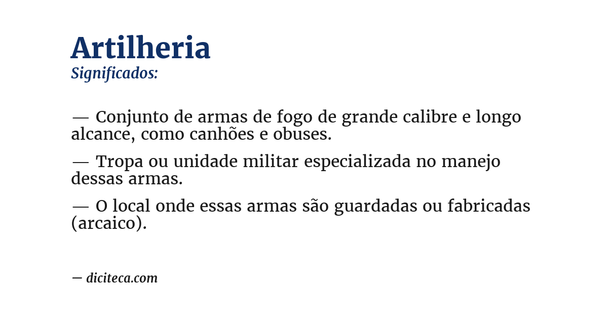 Significado de artilheria