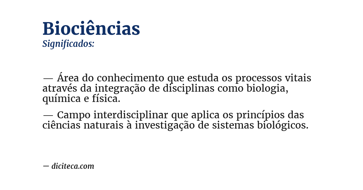 Significado de biociências
