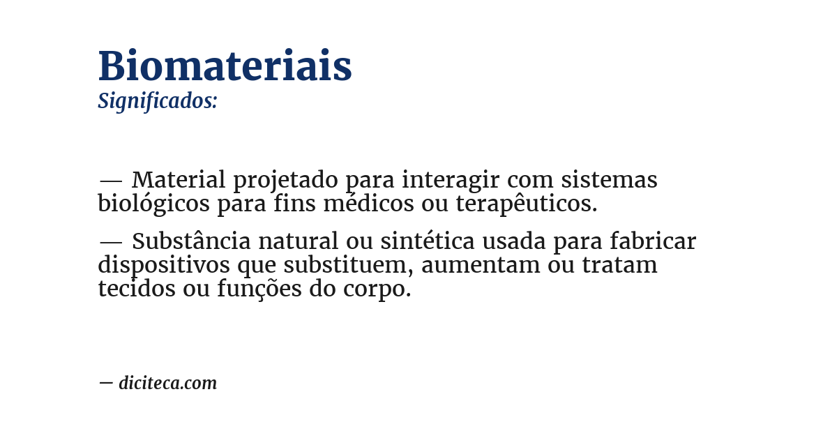 Significado de biomateriais