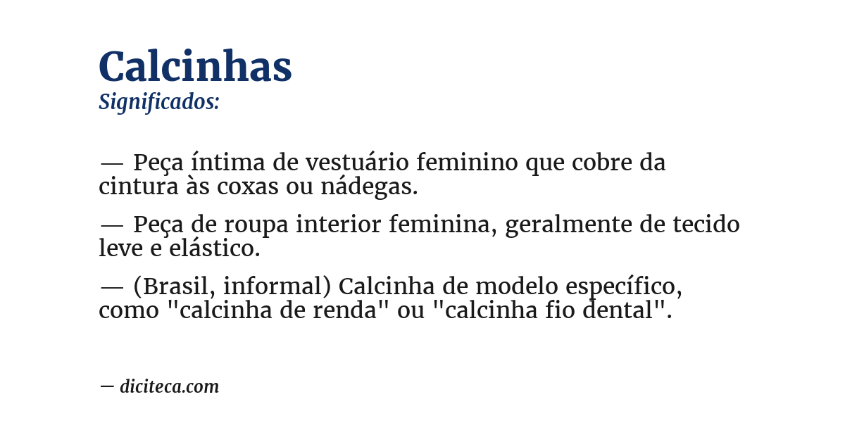 Significado de calcinhas