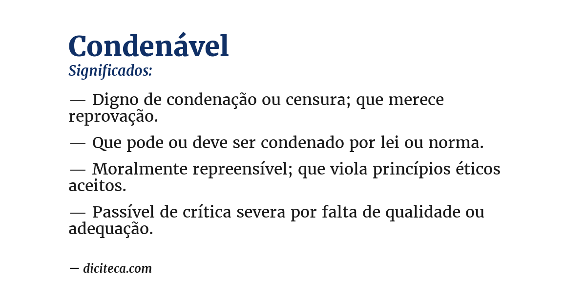 Significado de condenável