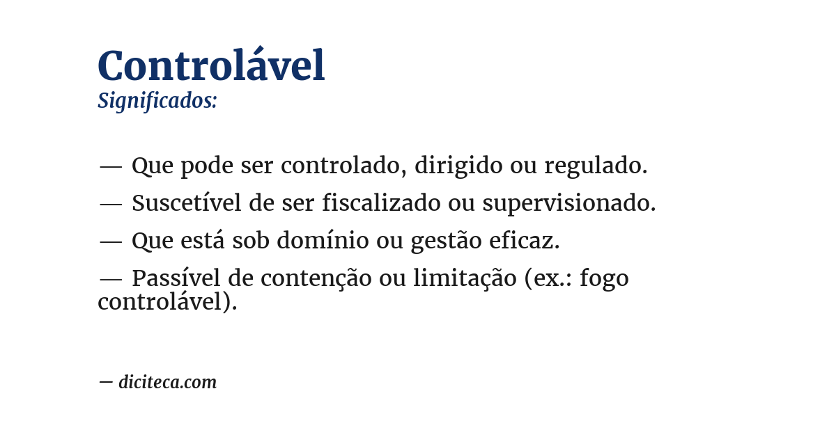 Significado de controlável