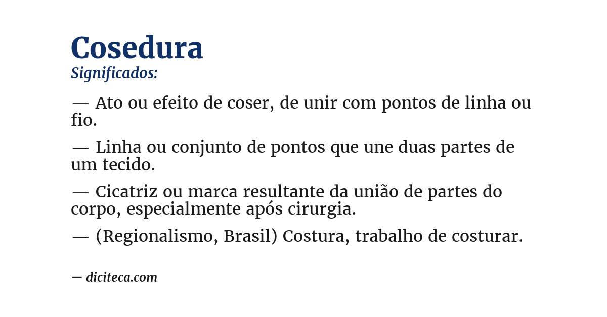 Significado de cosedura