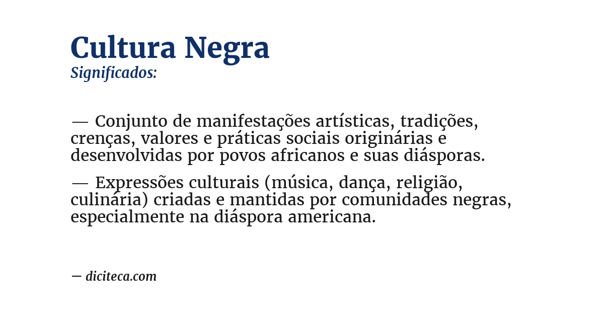 Significado de cultura negra