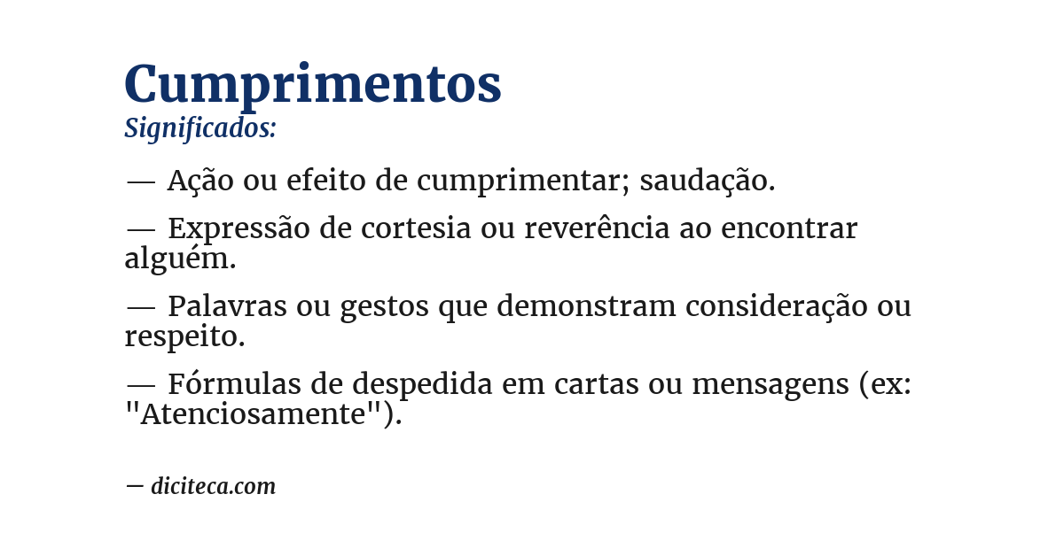 Significado de cumprimentos