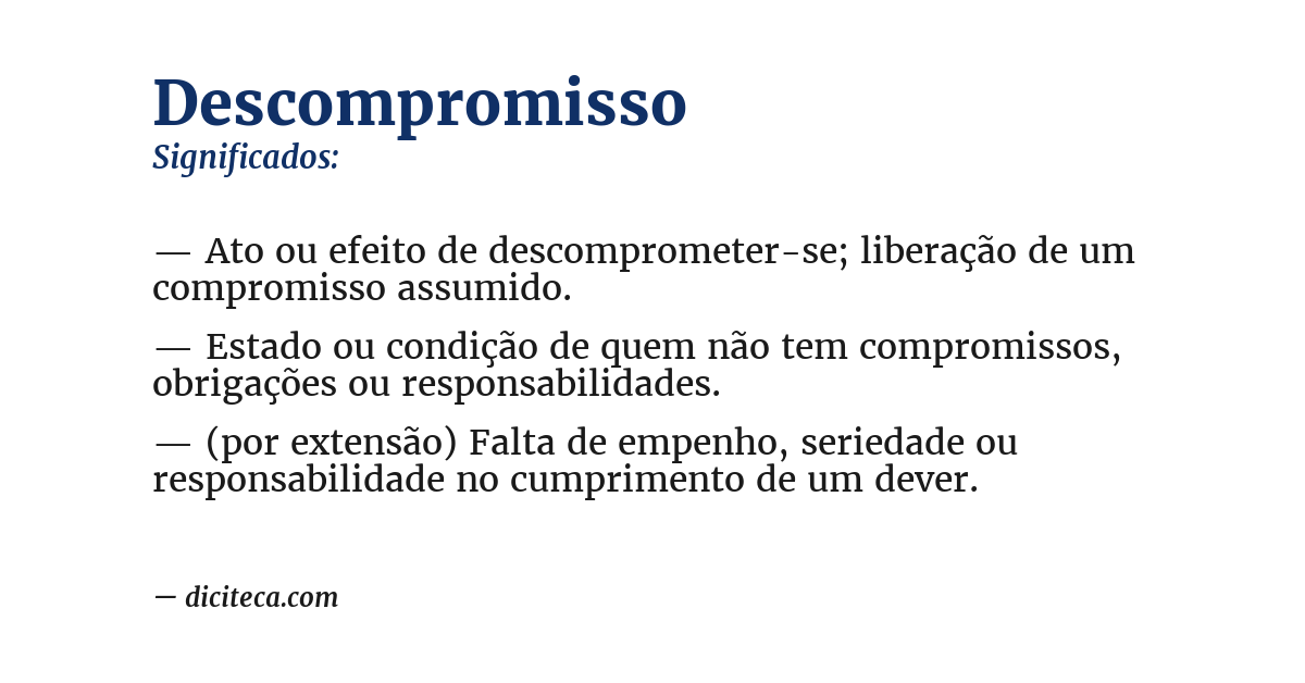 Significado de descompromisso