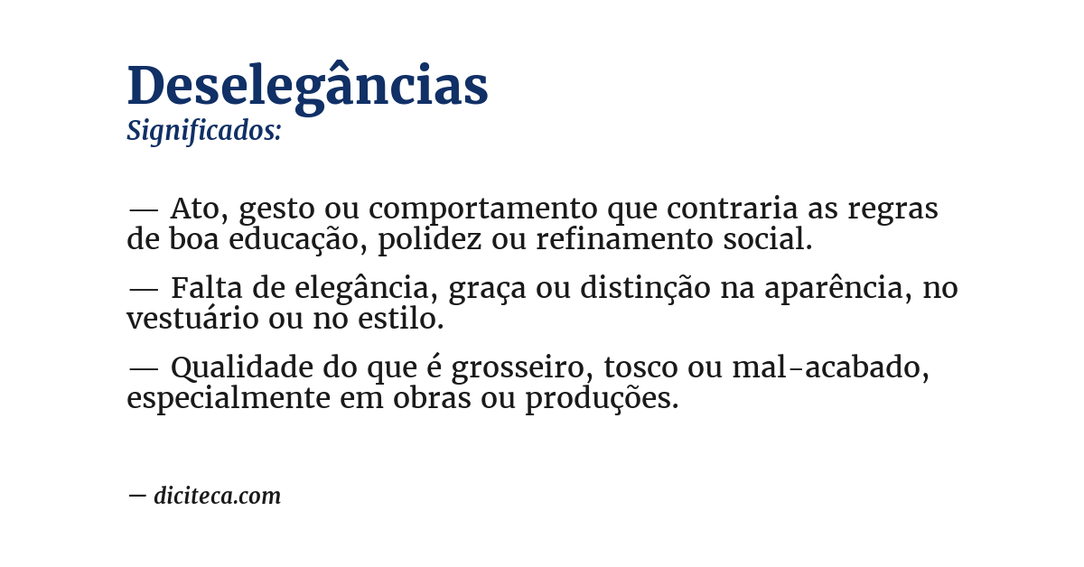 Significado de deselegâncias