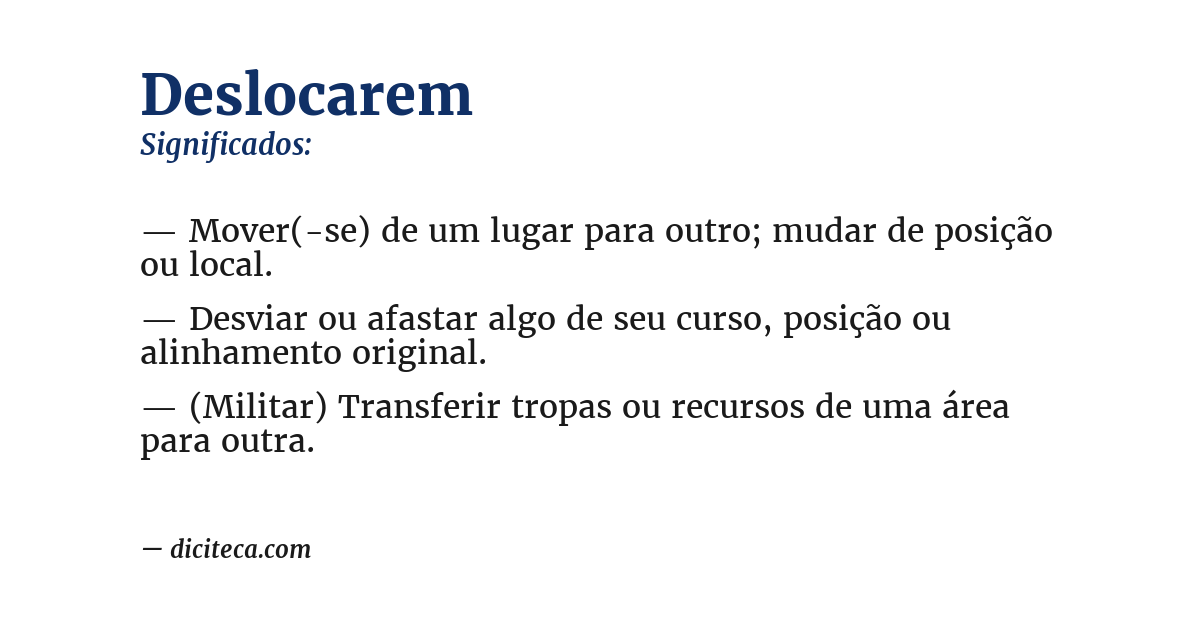 Significado de deslocarem