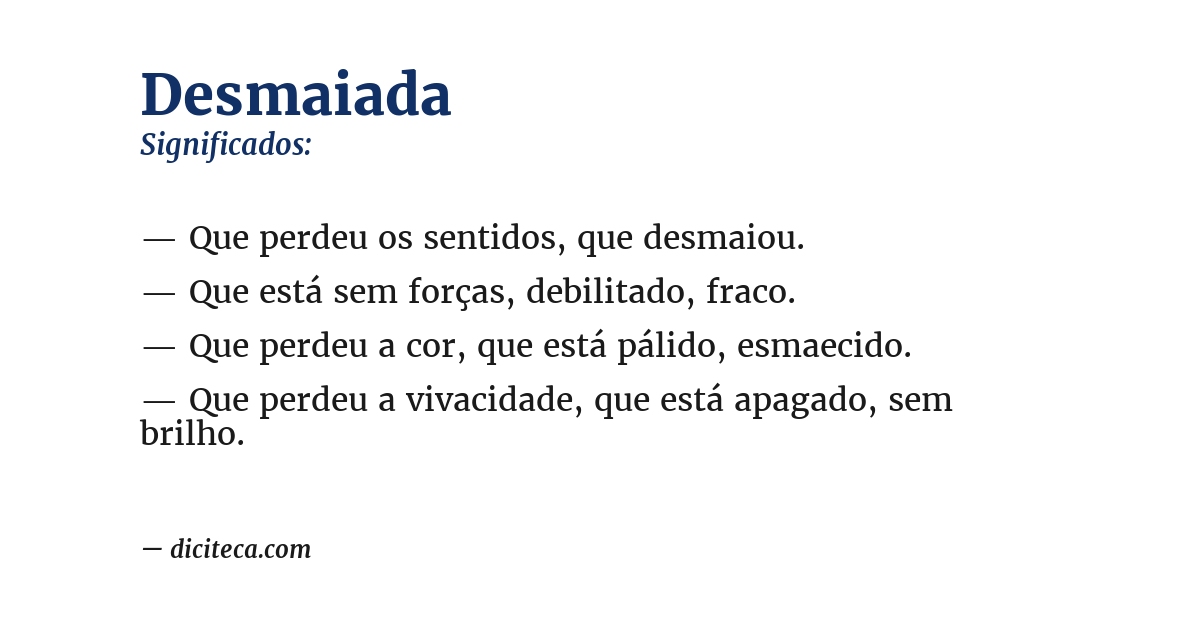 Significado de desmaiada