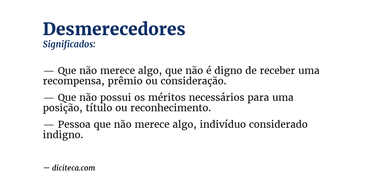 Significado de desmerecedores