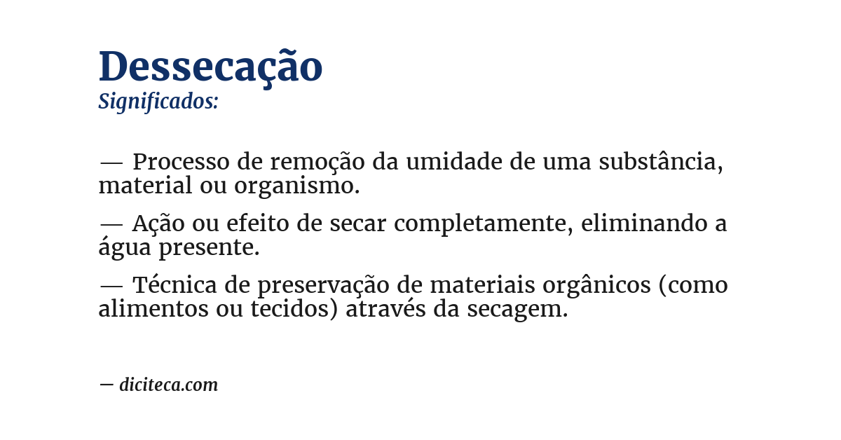 Significado de dessecação