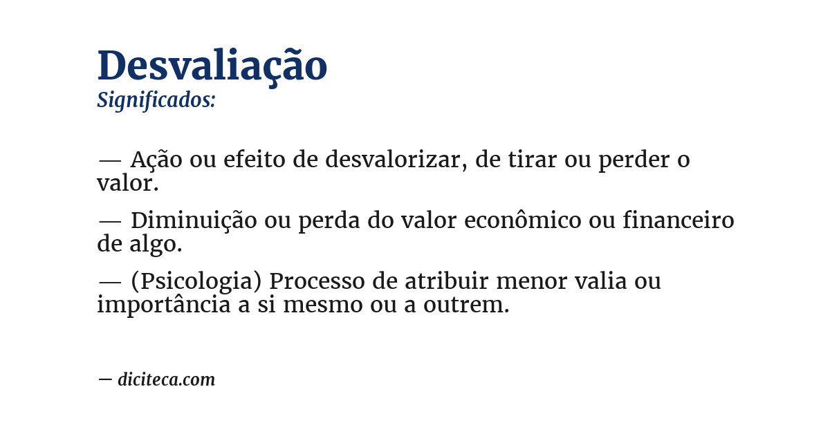 Significado de desvaliação