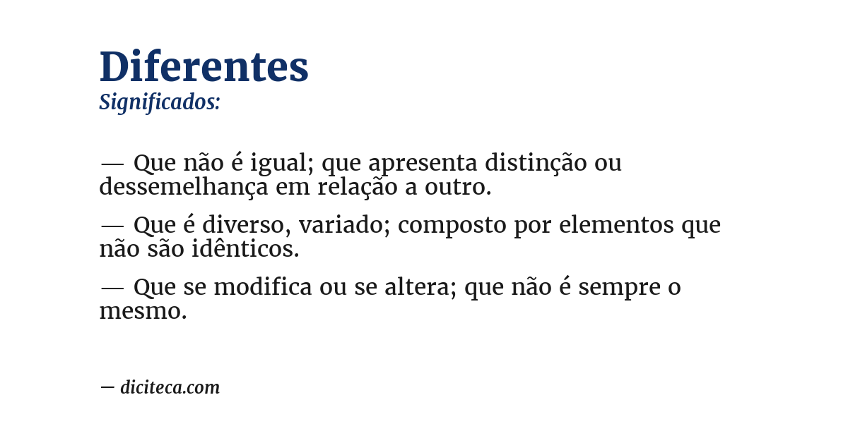 Significado de diferentes