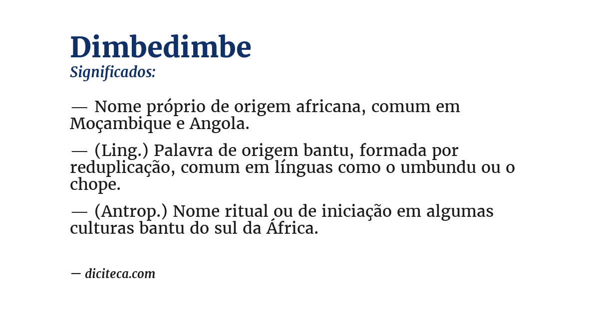 Significado de dimbedimbe
