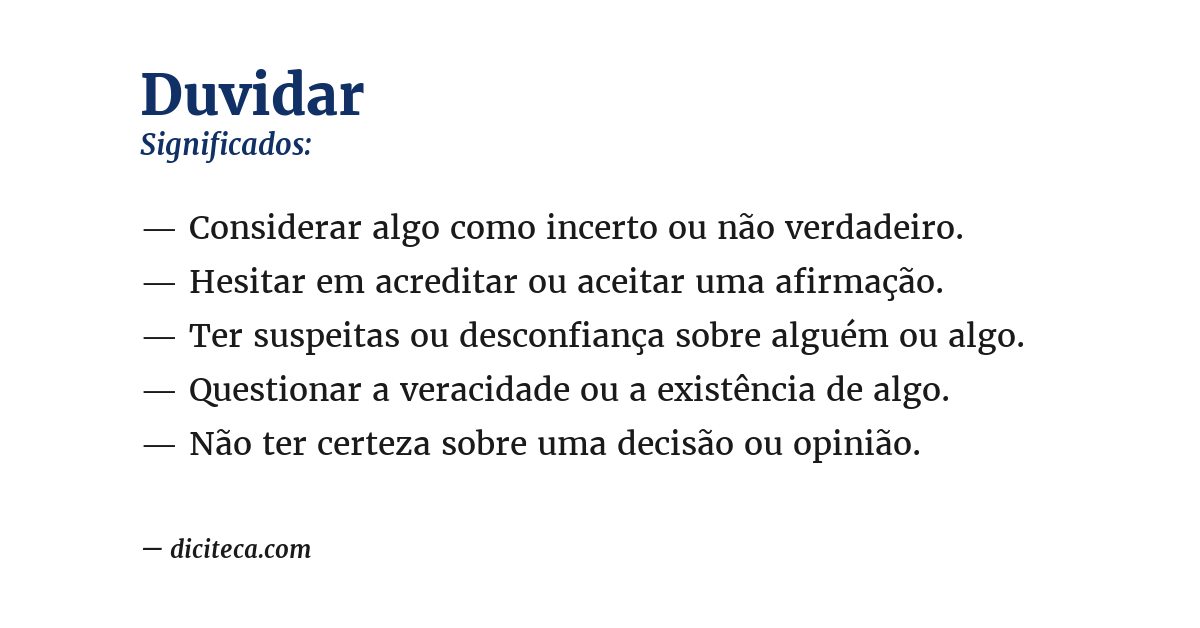 Significado de duvidar