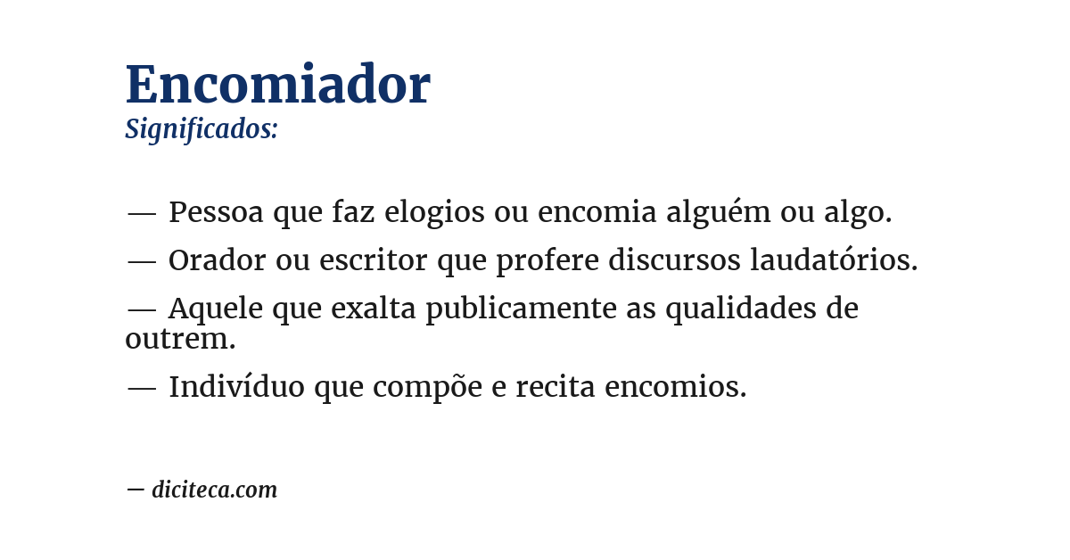 Significado de encomiador