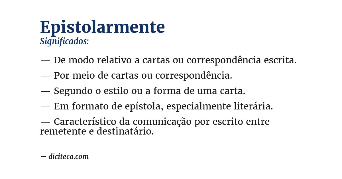 Significado de epistolarmente