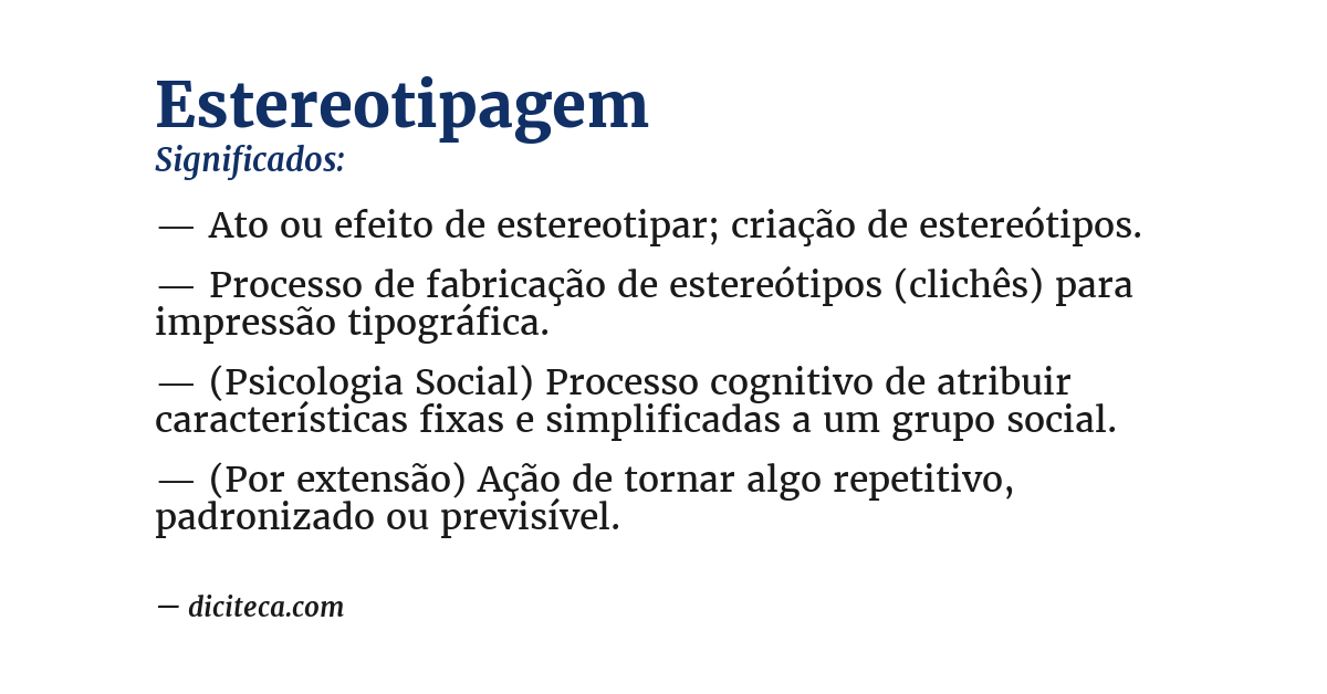 Significado de estereotipagem