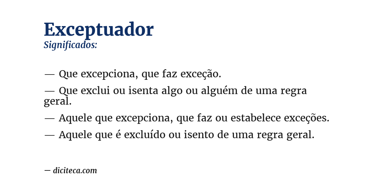 Significado de exceptuador