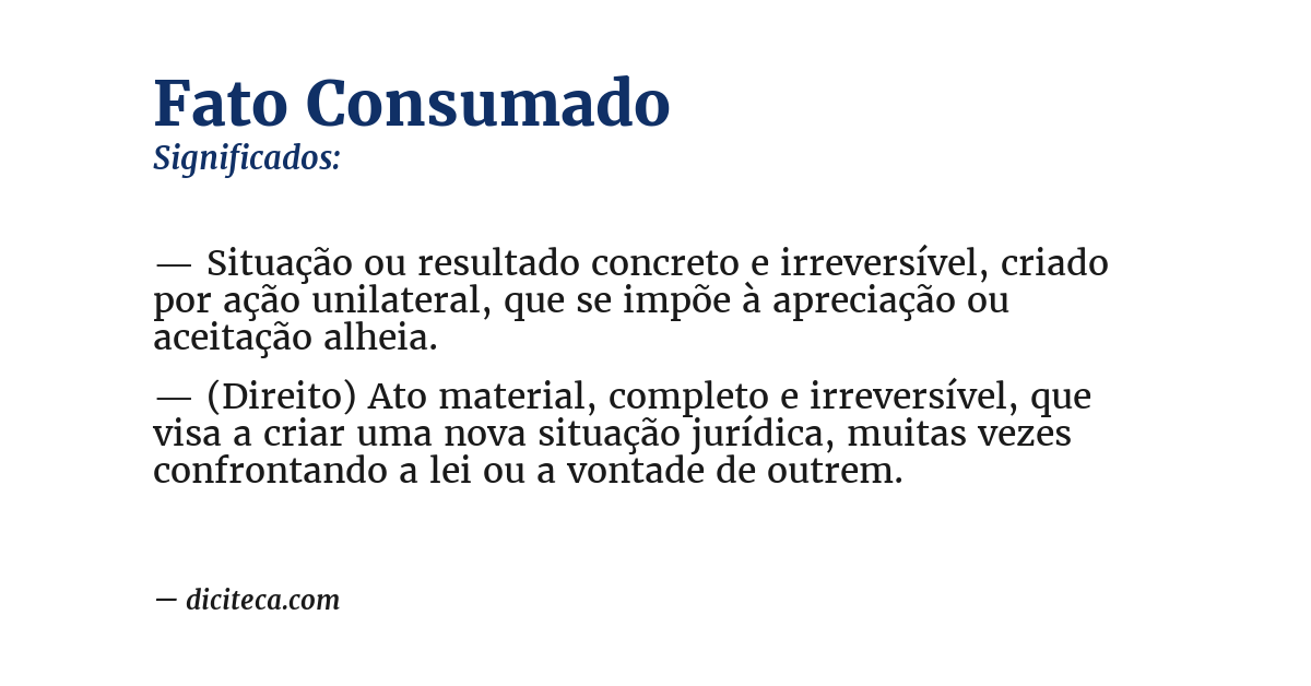 Significado de fato consumado