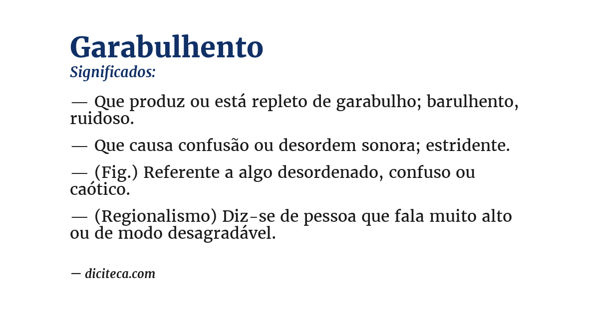 Significado de garabulhento