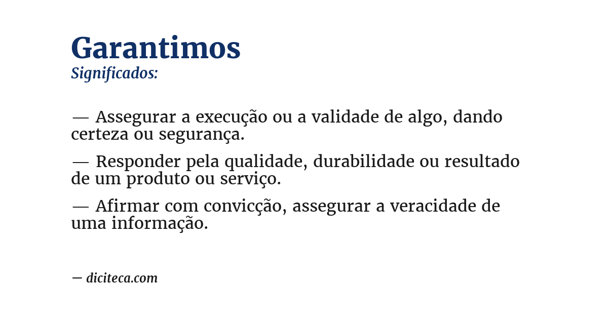 Significado de garantimos