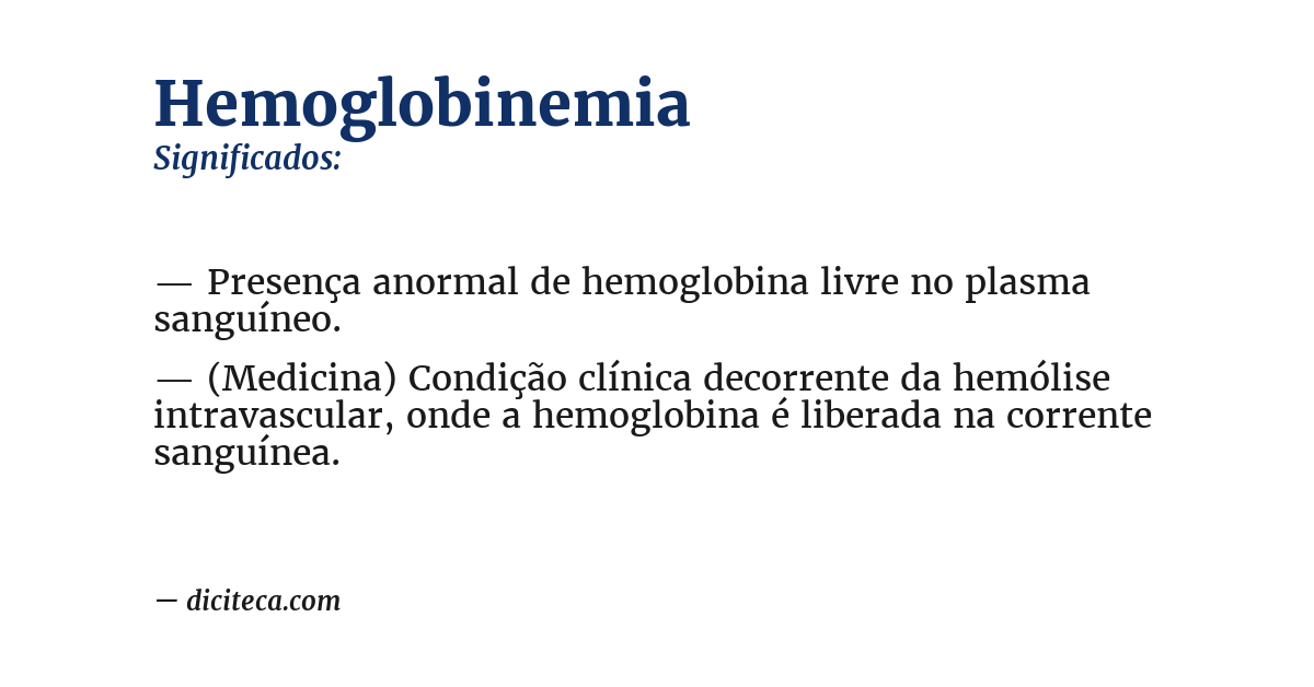 Significado de hemoglobinemia