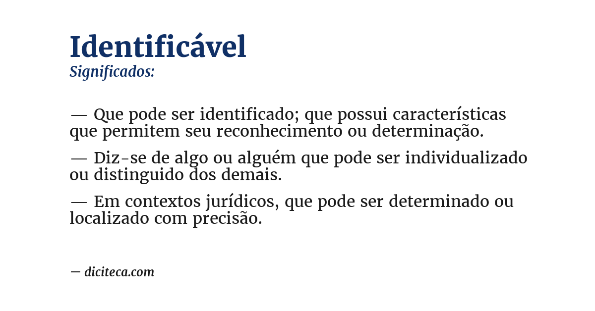 Significado de identificável