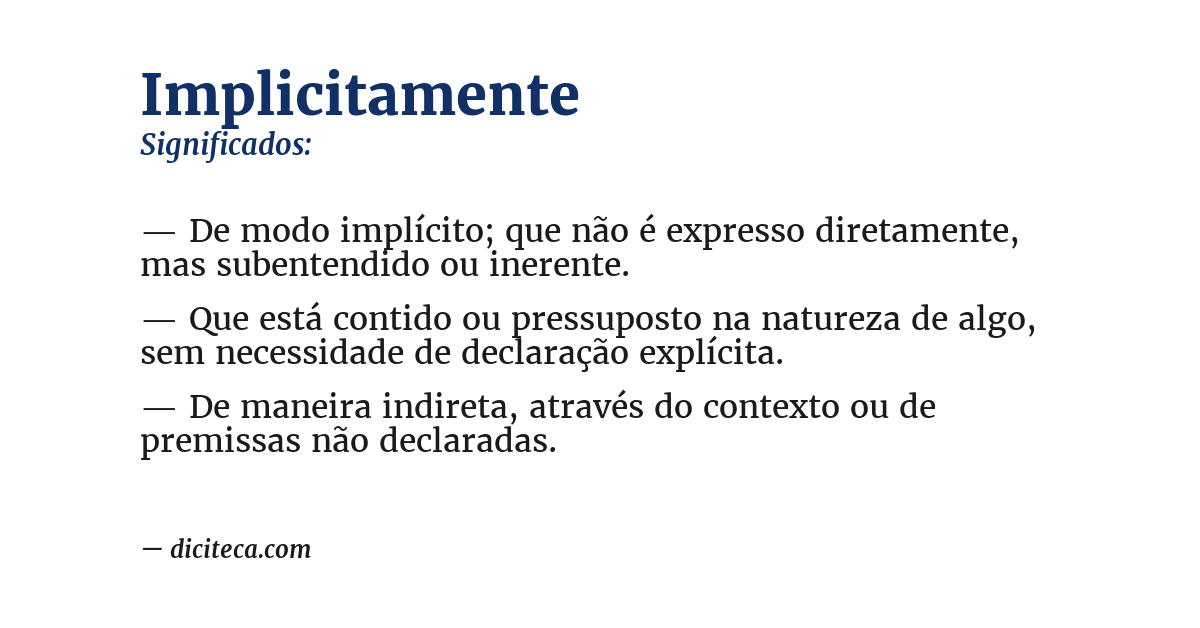 Significado de implicitamente
