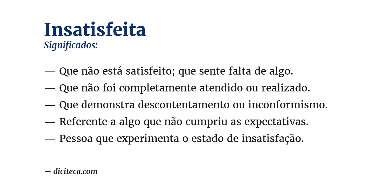 Significado de insatisfeita