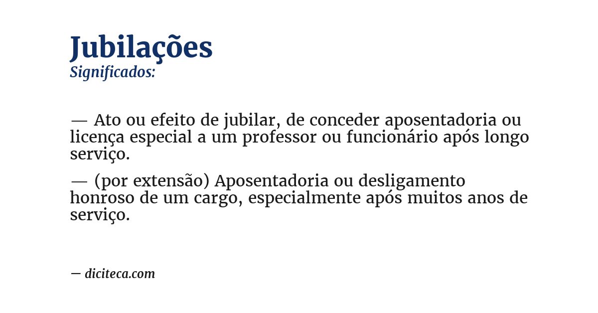 Significado de jubilações