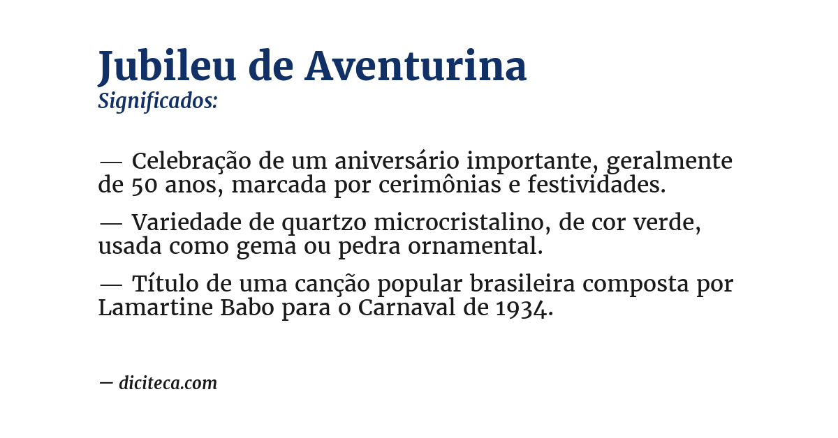 Significado de jubileu de aventurina