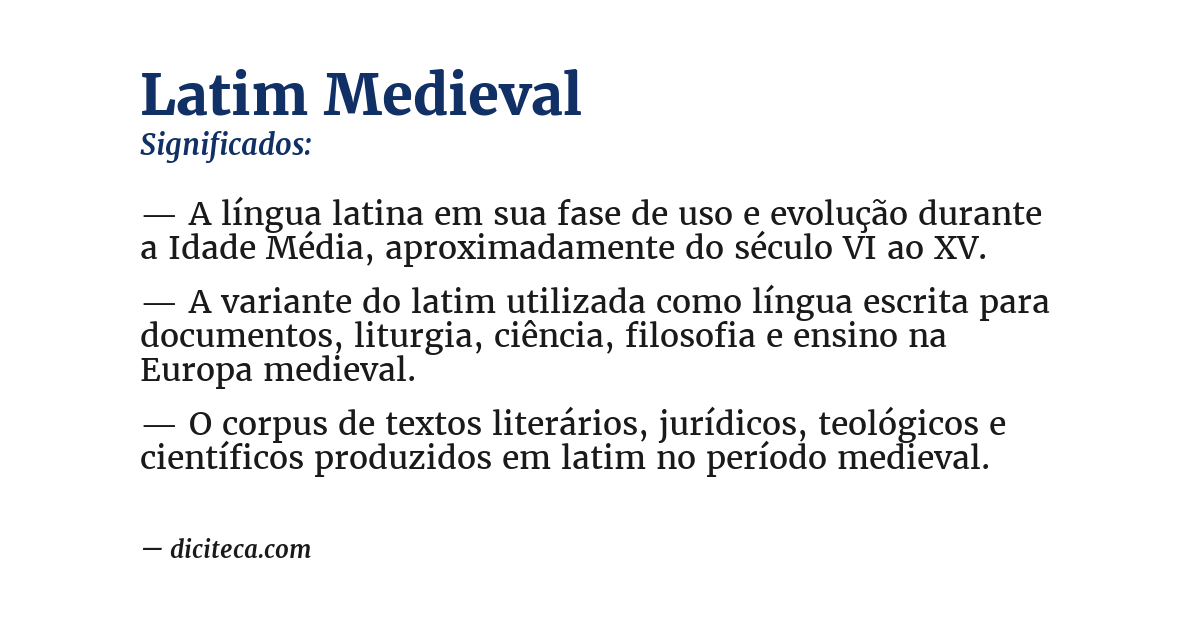 Significado de latim medieval