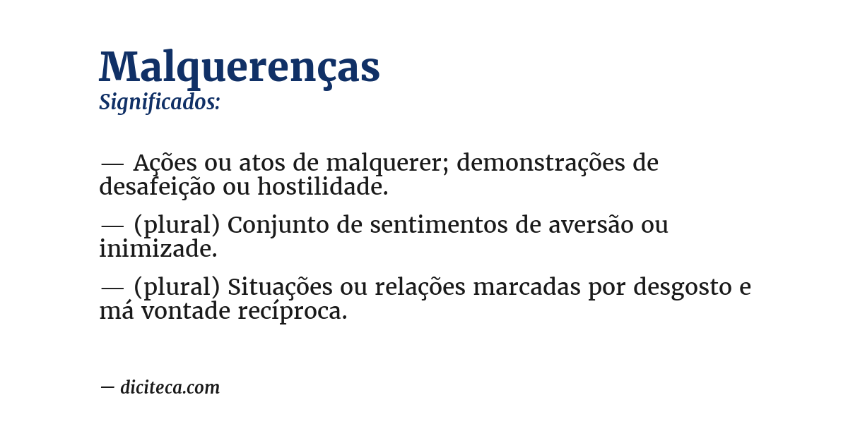 Significado de malquerenças