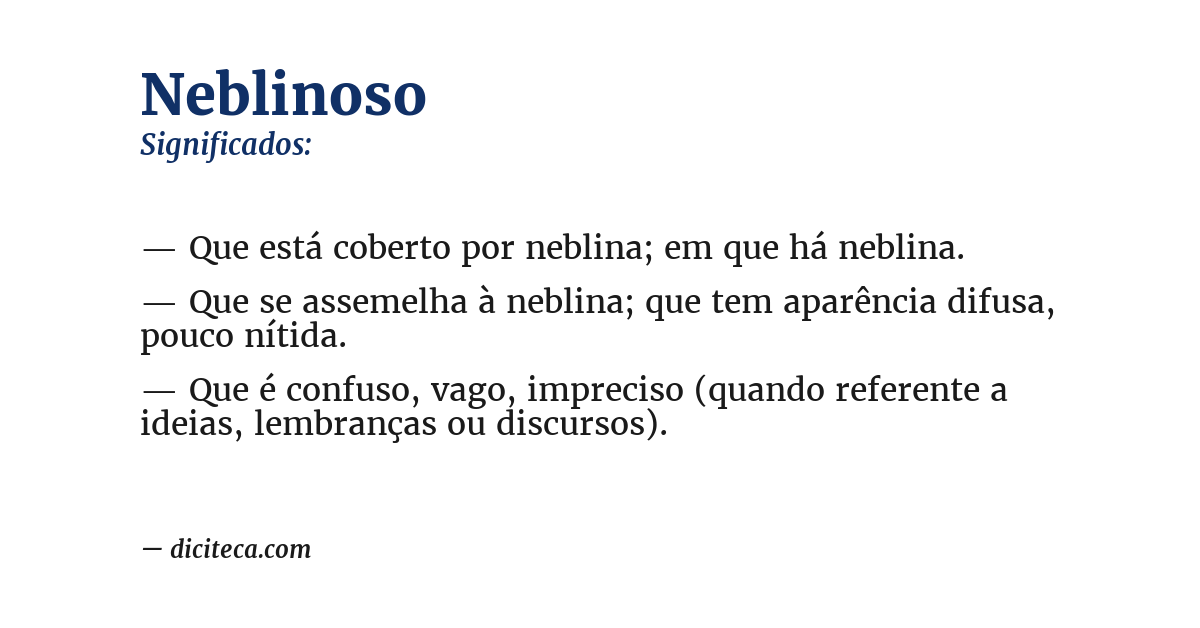 Significado de neblinoso