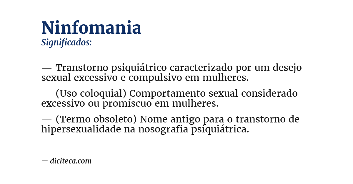 Significado de ninfomania