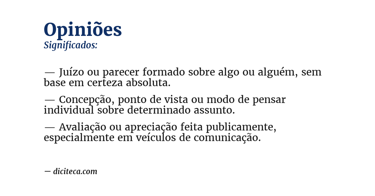 Significado de opiniões
